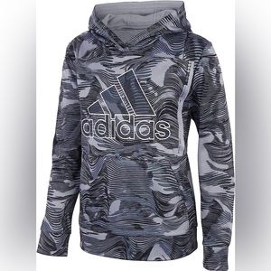 Adidas Boy's Warp Camo Allover Print Pullover Hoodie — NWT